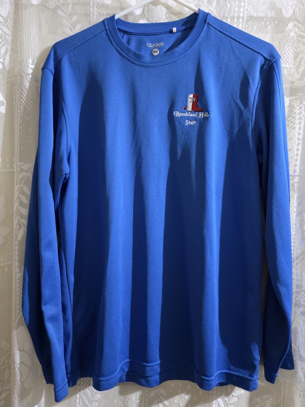 Men's Long-Sleeve Crew Neck Shirt — Royal Blue with Small Emblem